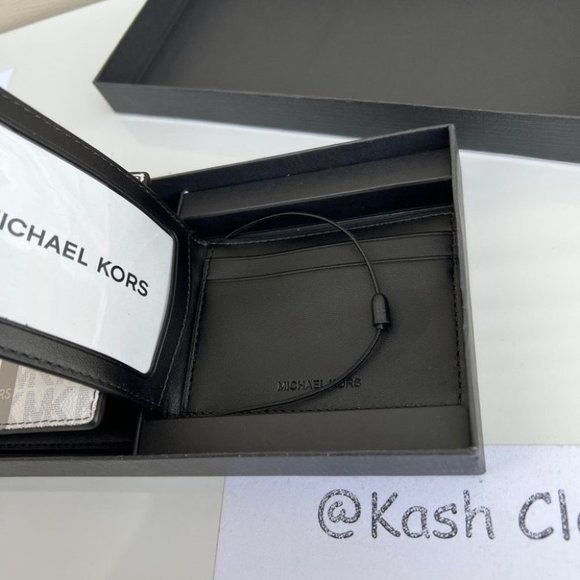 Michael kors Men Wallet Card Case Gift box set Bright White/Pearl Grey - Picture 3 of 6